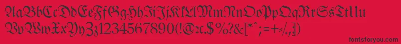 Fonte LeipzigFrakturNormalLf – fontes pretas em um fundo vermelho
