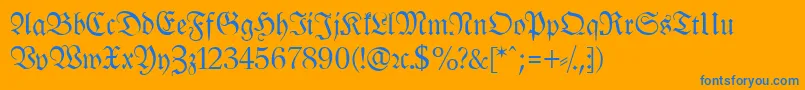 LeipzigFrakturNormalLf-Schriftart – Blaue Schriften auf orangefarbenem Hintergrund