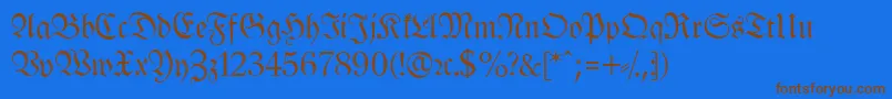Weitere Informationen zur LeipzigFrakturNormalLf-Schriftart LeipzigFrakturNormalLf-Schriftart – Braune Schriften auf blauem Hintergrund