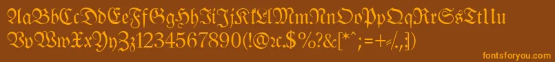 LeipzigFrakturNormalLf-fontti – oranssit fontit ruskealla taustalla