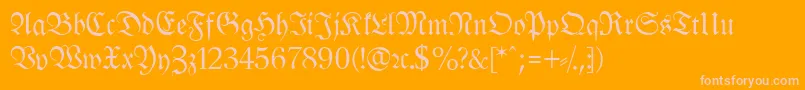 LeipzigFrakturNormalLf-Schriftart – Rosa Schriften auf orangefarbenem Hintergrund
