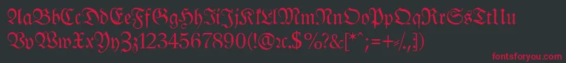 フォントLeipzigFrakturNormalLf – 黒い背景に赤い文字