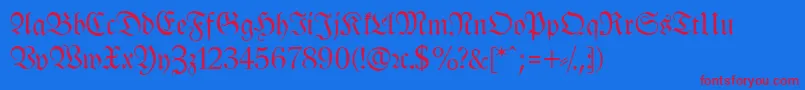 Шрифт LeipzigFrakturNormalLf – красные шрифты на синем фоне