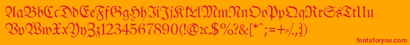 LeipzigFrakturNormalLf-Schriftart – Rote Schriften auf orangefarbenem Hintergrund