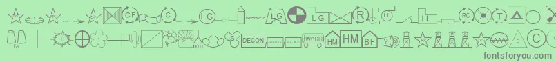 フォントEsriSds2.001 – 緑の背景に灰色の文字