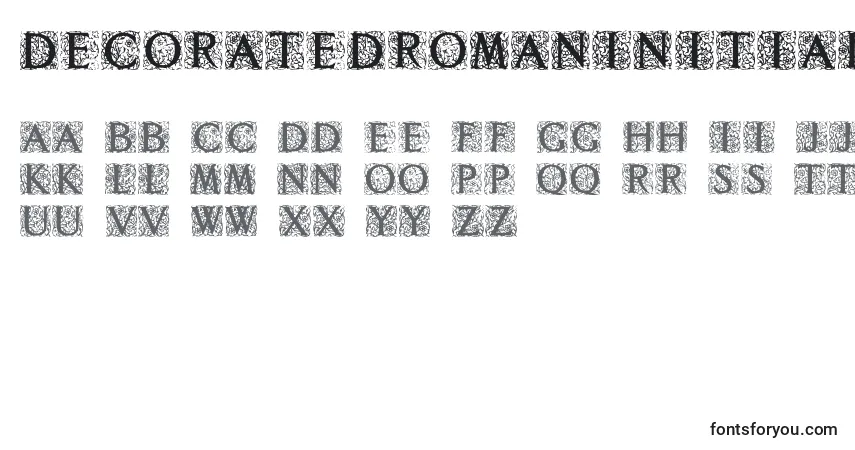 Decoratedromaninitials-fontti – aakkoset, numerot, erikoismerkit