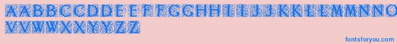 Decoratedromaninitials-Schriftart – Blaue Schriften auf rosa Hintergrund