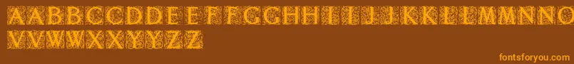 Decoratedromaninitials-Schriftart – Orangefarbene Schriften auf braunem Hintergrund