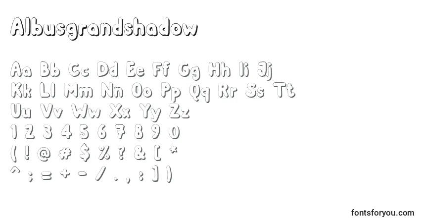 A fonte Albusgrandshadow – alfabeto, números, caracteres especiais