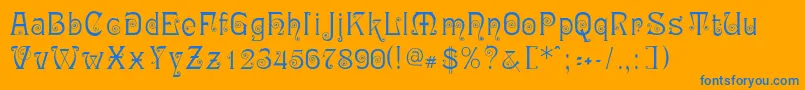 Ringlet-Schriftart – Blaue Schriften auf orangefarbenem Hintergrund