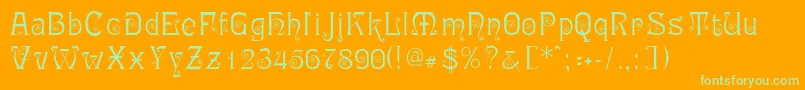 Ringlet-Schriftart – Grüne Schriften auf orangefarbenem Hintergrund