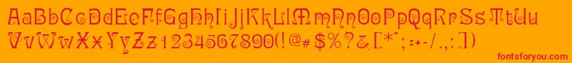 Ringlet-Schriftart – Rote Schriften auf orangefarbenem Hintergrund