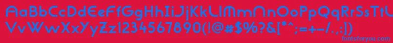 NeogothisadfstdBold-Schriftart – Blaue Schriften auf rotem Hintergrund