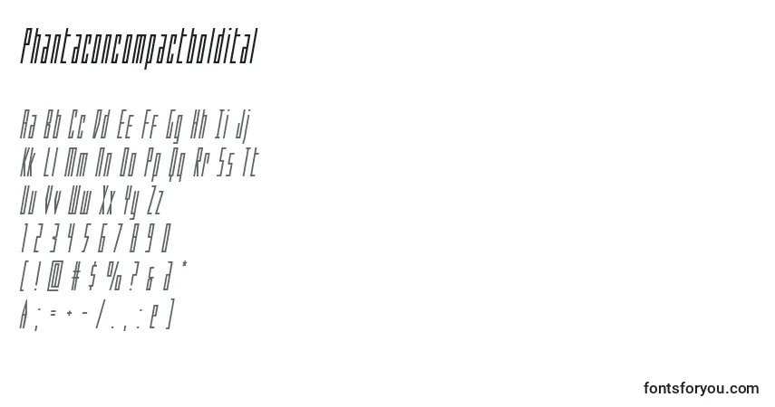Шрифт Phantaconcompactboldital – алфавит, цифры, специальные символы