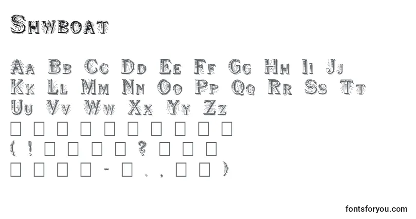 Schriftart Shwboat – Alphabet, Zahlen, spezielle Symbole