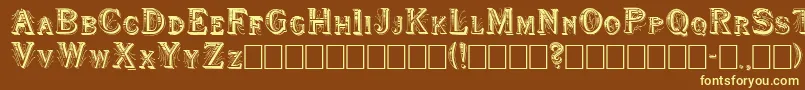 Shwboat-Schriftart – Gelbe Schriften auf braunem Hintergrund