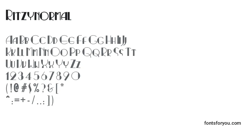 Czcionka Ritzynormal – alfabet, cyfry, specjalne znaki