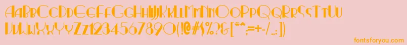 Ritzynormal-Schriftart – Orangefarbene Schriften auf rosa Hintergrund