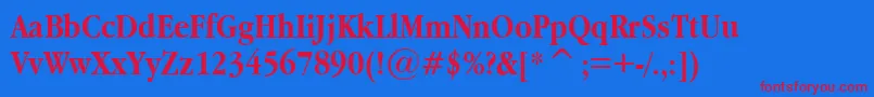 GaramondNarrowBold.001.022 Font – Red Fonts on Blue Background