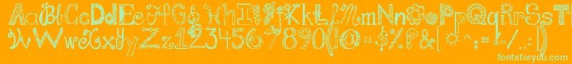 Jandafabulous-Schriftart – Grüne Schriften auf orangefarbenem Hintergrund