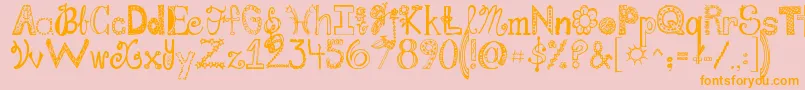 Weitere Informationen zur Jandafabulous-Schriftart Jandafabulous-Schriftart – Orangefarbene Schriften auf rosa Hintergrund