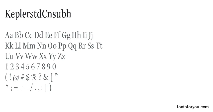 Czcionka KeplerstdCnsubh – alfabet, cyfry, specjalne znaki