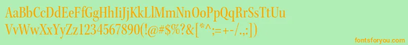 フォントKeplerstdCnsubh – オレンジの文字が緑の背景にあります。