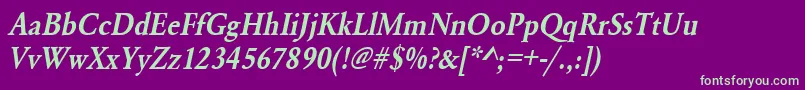 UrwgaramondtdemextnarOblique Font – Green Fonts on Purple Background