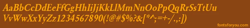 UrwgaramondtdemextnarOblique Font – Orange Fonts on Brown Background