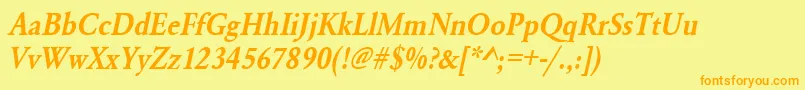 UrwgaramondtdemextnarOblique Font – Orange Fonts on Yellow Background