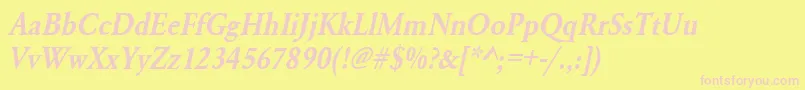 UrwgaramondtdemextnarOblique Font – Pink Fonts on Yellow Background