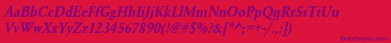 UrwgaramondtdemextnarOblique Font – Purple Fonts on Red Background