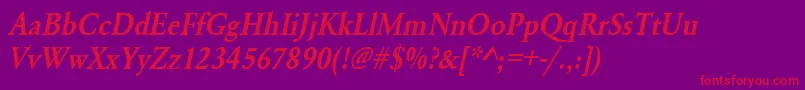 UrwgaramondtdemextnarOblique Font – Red Fonts on Purple Background