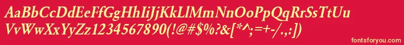 UrwgaramondtdemextnarOblique Font – Yellow Fonts on Red Background
