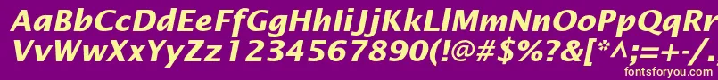 LucidasansstdBolditalic-Schriftart – Gelbe Schriften auf violettem Hintergrund