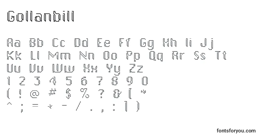 Schriftart Gollanbill – Alphabet, Zahlen, spezielle Symbole