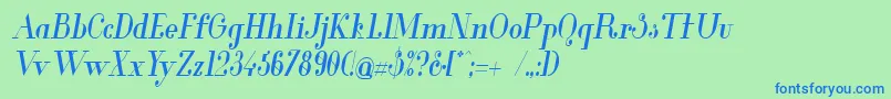 GlamorMediumCondensedItalic Font – Blue Fonts on Green Background