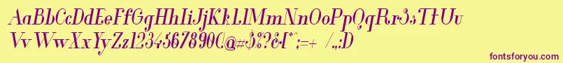 GlamorMediumCondensedItalic Font – Purple Fonts on Yellow Background