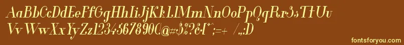 GlamorMediumCondensedItalic Font – Yellow Fonts on Brown Background
