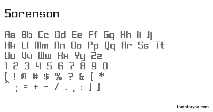 Czcionka Sorenson – alfabet, cyfry, specjalne znaki