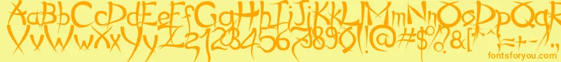 Psycho Font – Orange Fonts on Yellow Background