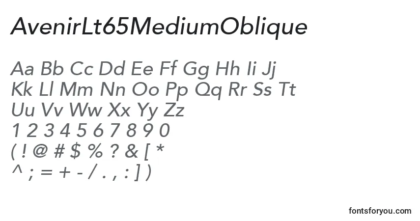 Schriftart AvenirLt65MediumOblique – Alphabet, Zahlen, spezielle Symbole