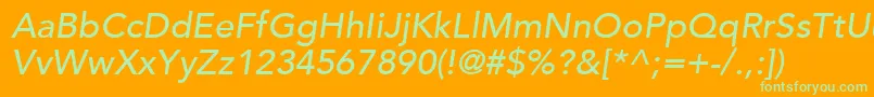 AvenirLt65MediumOblique Font – Green Fonts on Orange Background