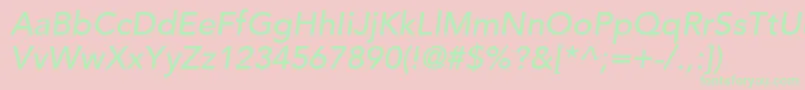 AvenirLt65MediumOblique Font – Green Fonts on Pink Background