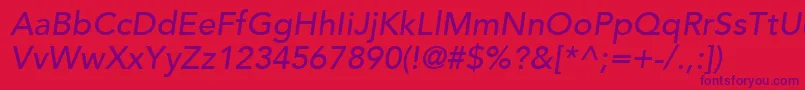 AvenirLt65MediumOblique Font – Purple Fonts on Red Background