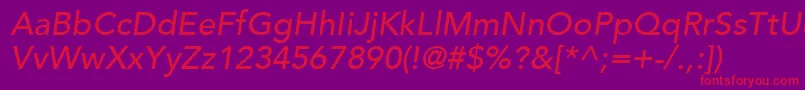 AvenirLt65MediumOblique Font – Red Fonts on Purple Background