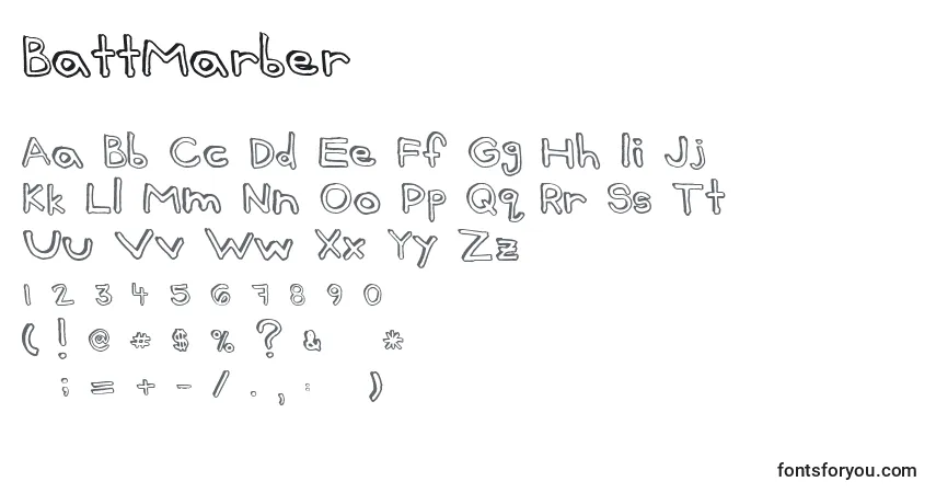 Schriftart BattMarber – Alphabet, Zahlen, spezielle Symbole