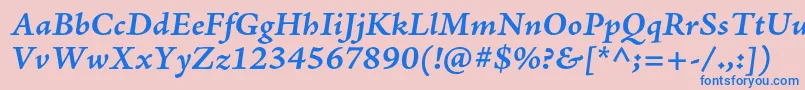 AjensonproBolditcapt Font – Blue Fonts on Pink Background