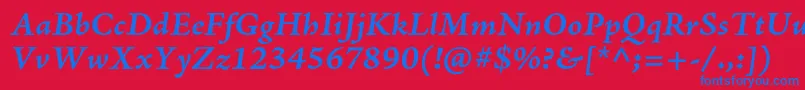 フォントAjensonproBolditcapt – 赤い背景に青い文字