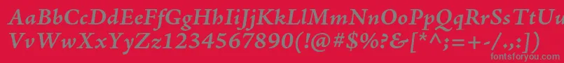 フォントAjensonproBolditcapt – 赤い背景に灰色の文字